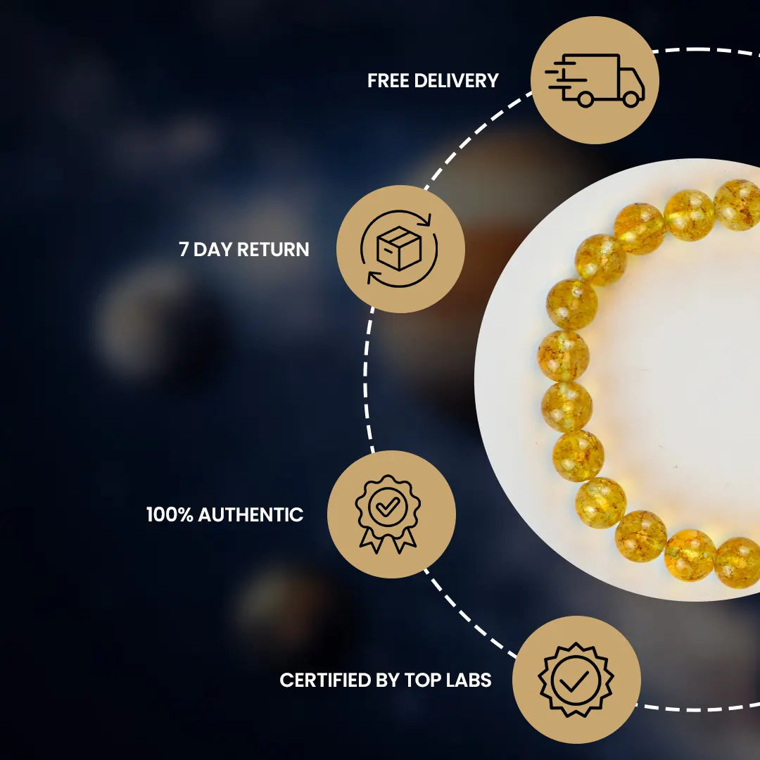 Citrine Bracelet showcasing authenticity, certification, and delivery details