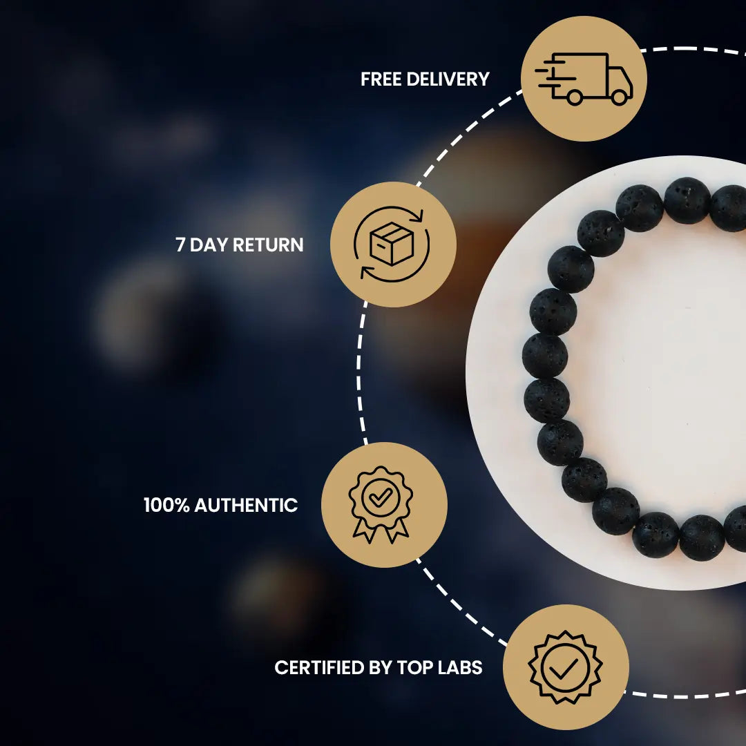 Lava Bracelet showcasing authenticity, certification, and delivery details