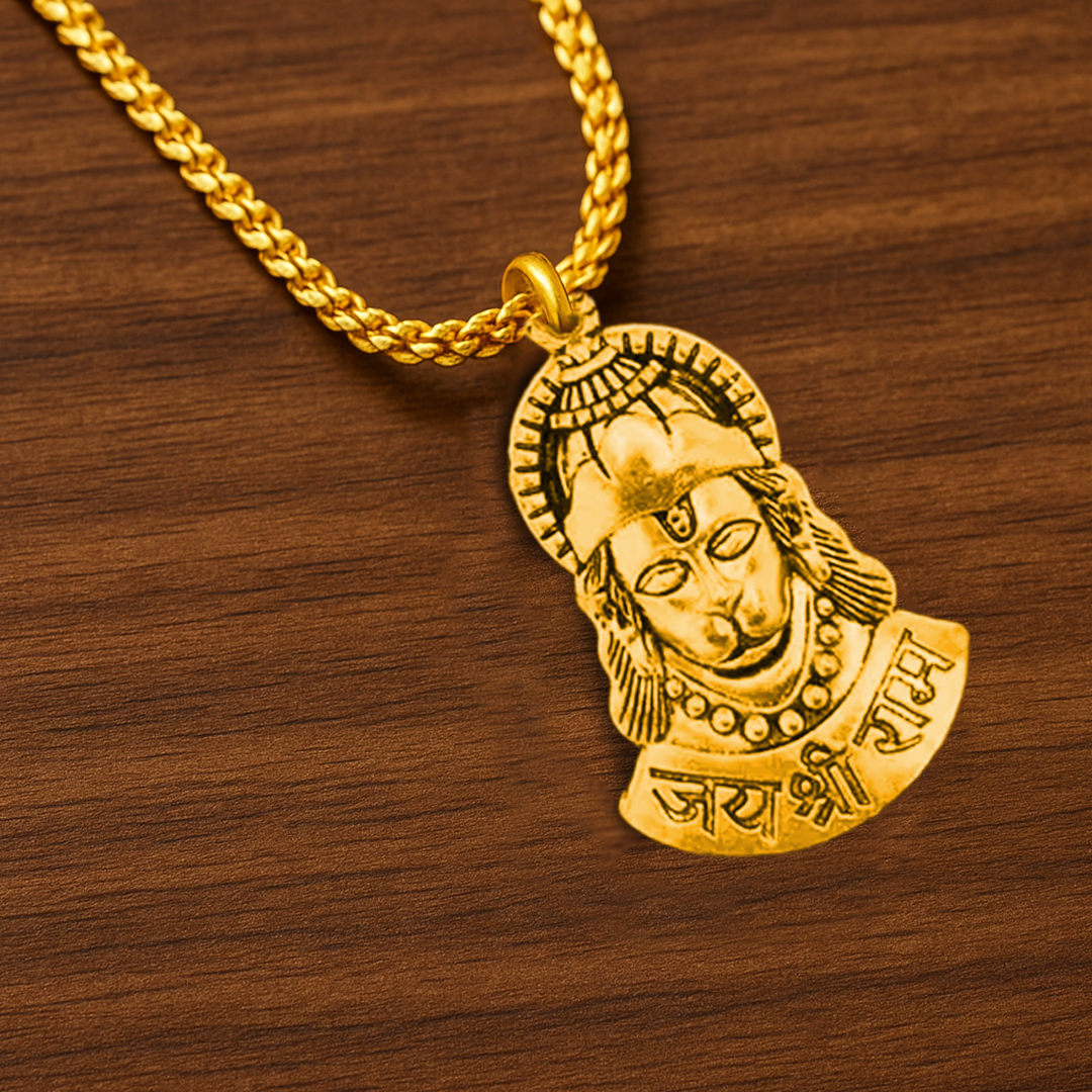 Vrishta Veer Hanuman Ji 22K Gold Plated Chain Pendant