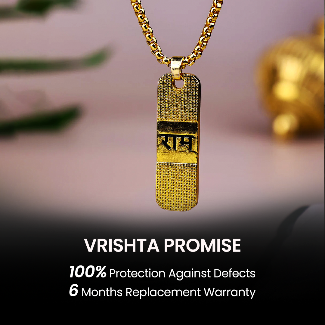 Vrishta Engraved Ram 22K Gold Plated Necklace