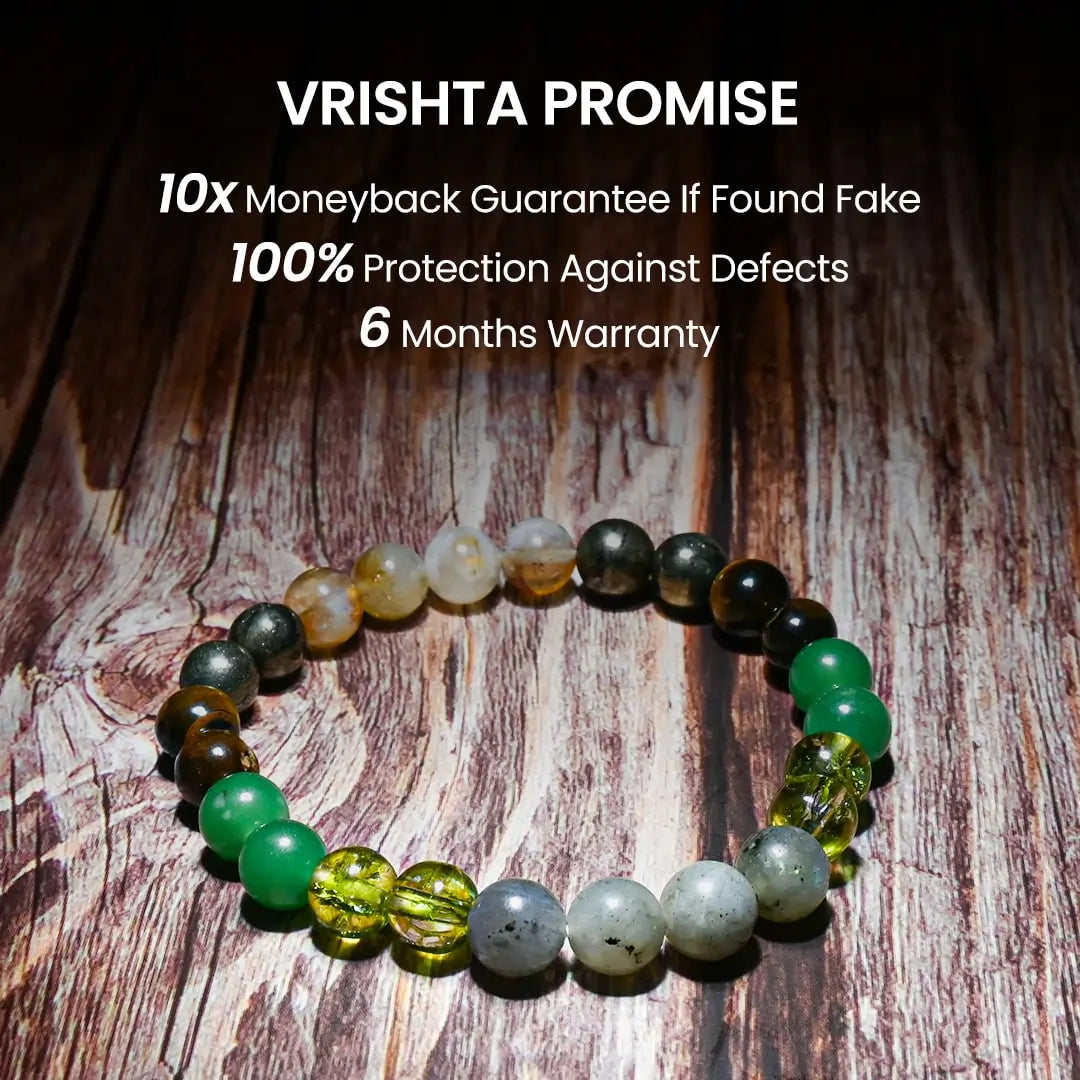 Vrishta Super Money Magnet Bracelet with key benefits for wealth and protection.