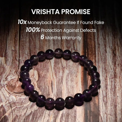 Vrishta Guarantee on Amethyst Bracelet with authenticity, warranty, and trust promise