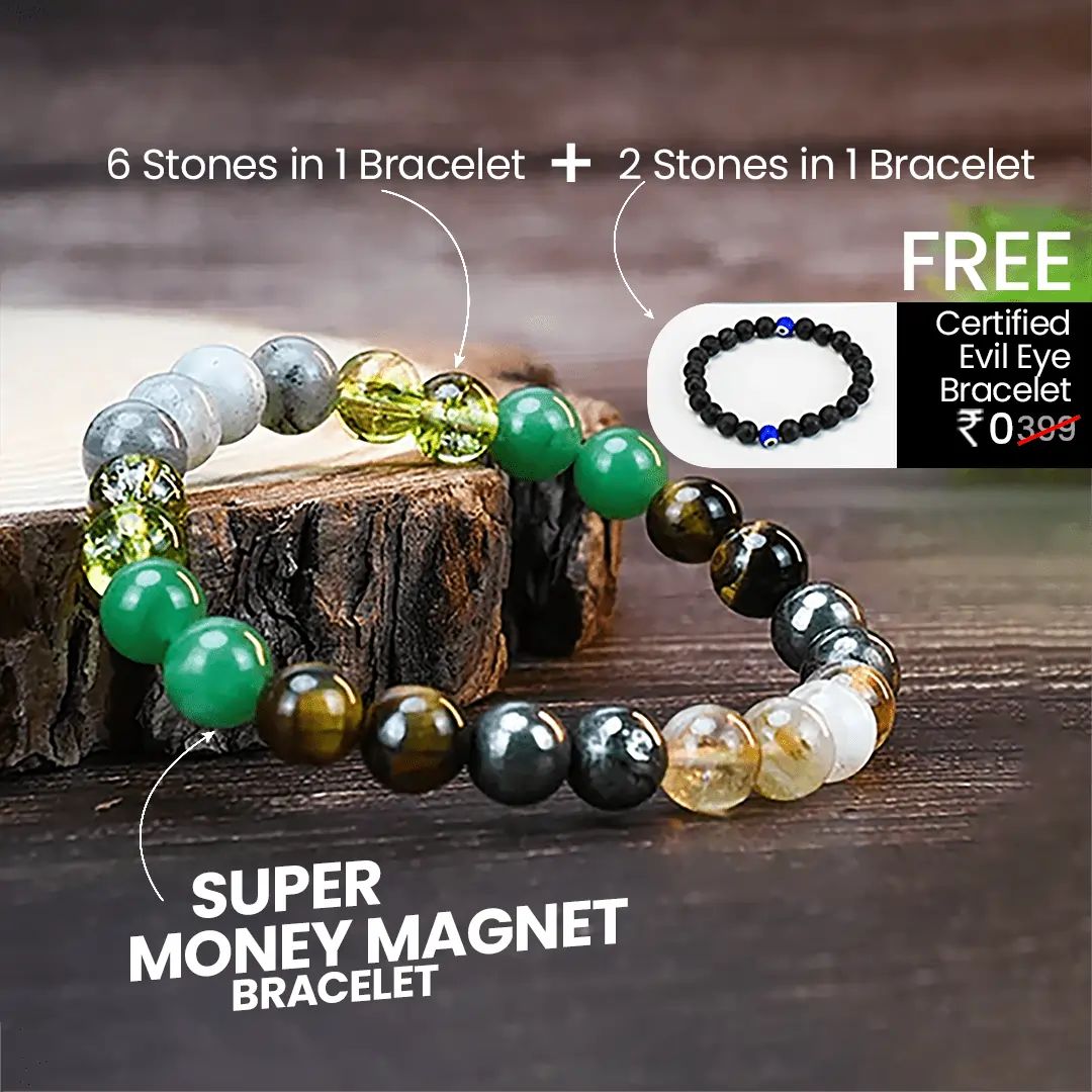 Money Magnet Bracelet with multiple healing stones plus free Evil Eye bracelet
