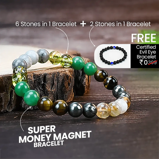 Money Magnet Bracelet with multiple healing stones plus free Evil Eye bracelet
