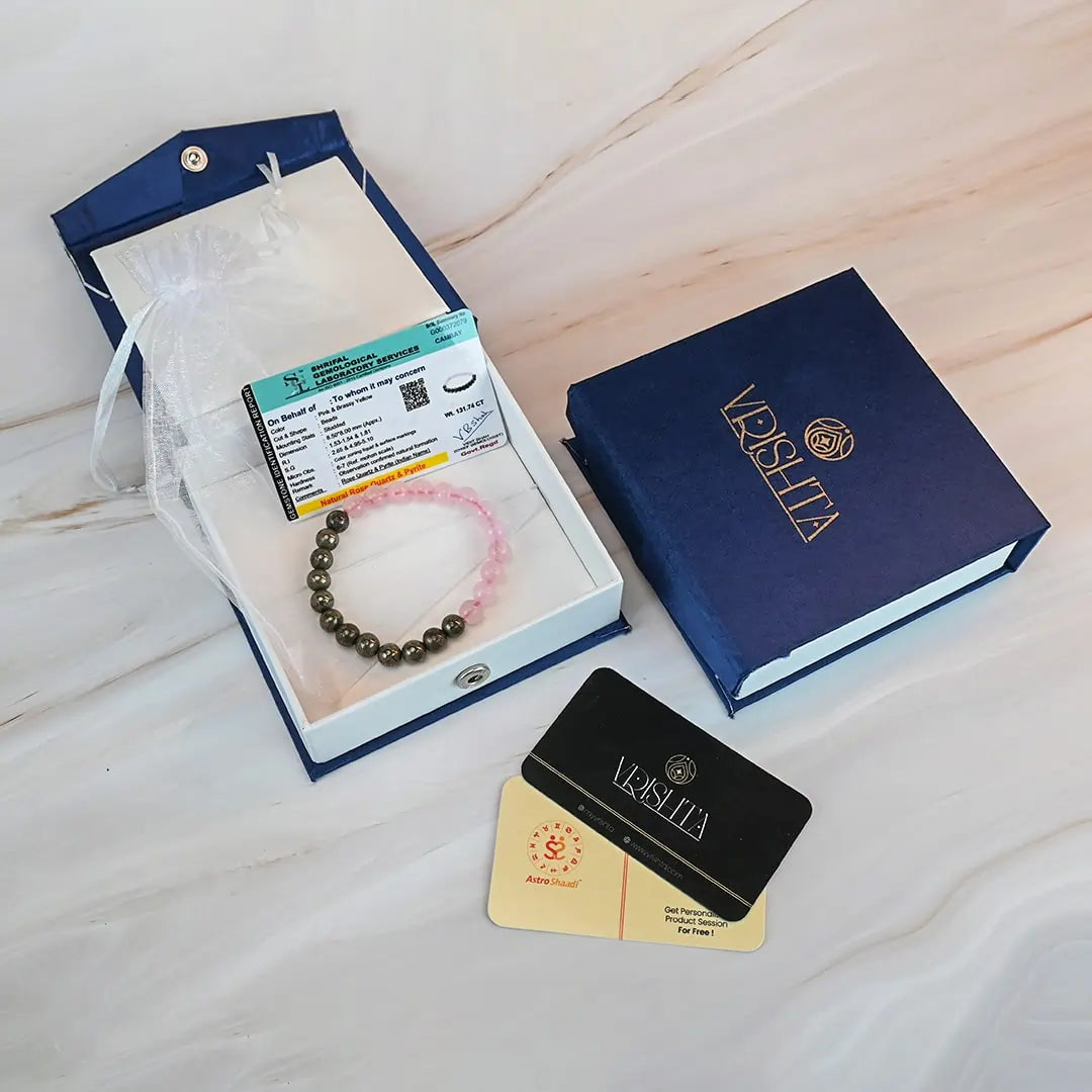 Vrishta Love & Wealth Bracelet in Vrishta premium Kappa box showcasing authenticity and trust