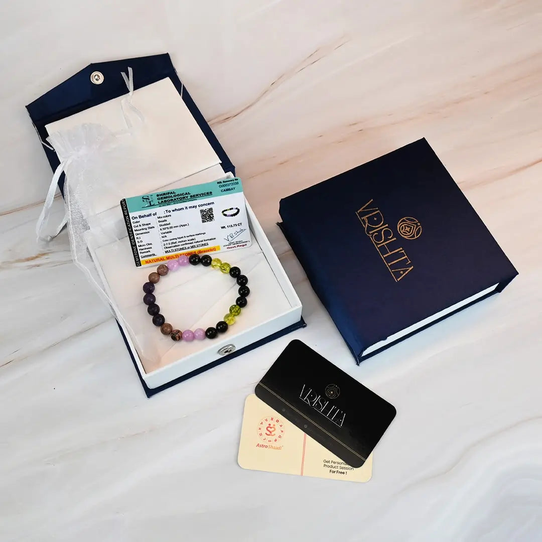 Family Fixer Bracelet in Vrishta premium Kappa box with stone certificate and thank you card