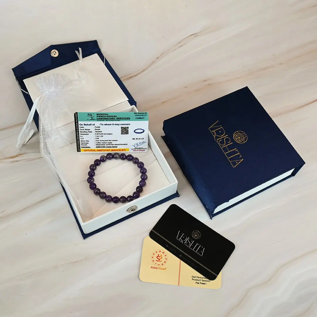 Certified & Activated Vrishta Amethyst Bracelet for  Spirituality & Inner Strength