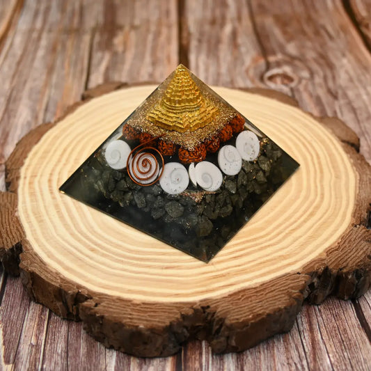 Vrishta Pyrite Orgone Pyramid 90 MM