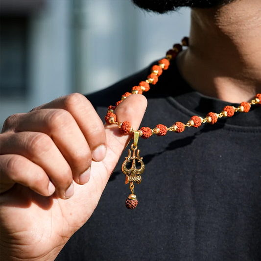 Gold Plated 5 Mukhi Rudraksh Om Shiva Nacklace