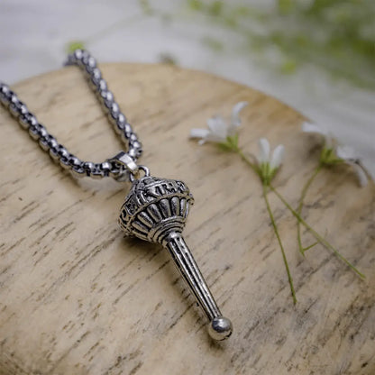 Vrishta Hanuman Ji Gada Sterling Silver Coated Chain Pendant for Protection