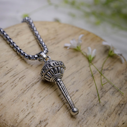 Hanuman Ji Gada Silver Plated Pendant With Chain