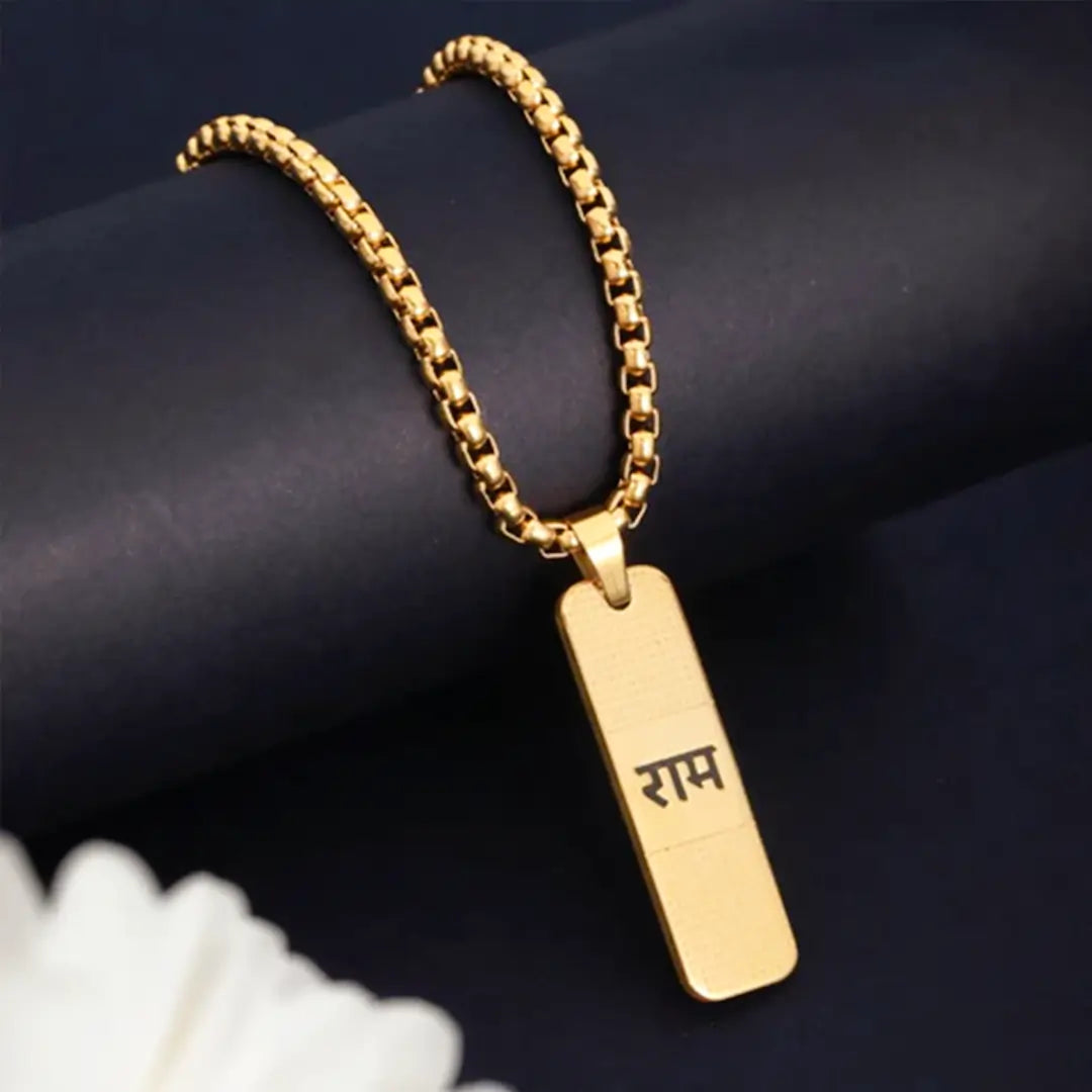 Engraved Ram Gold Plated Necklace for spiritual growth
