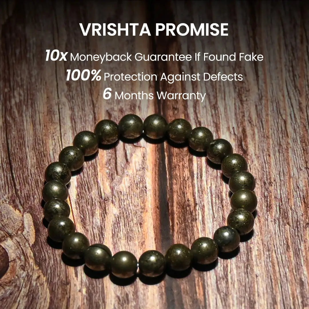 Vrishta Guarantee on Pyrite Bracelet with authenticity, warranty, and trust promise