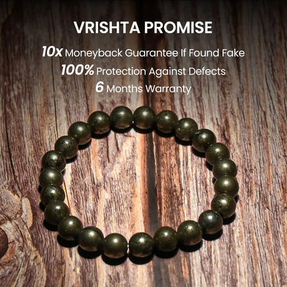 Vrishta Guarantee on Pyrite Bracelet with authenticity, warranty, and trust promise
