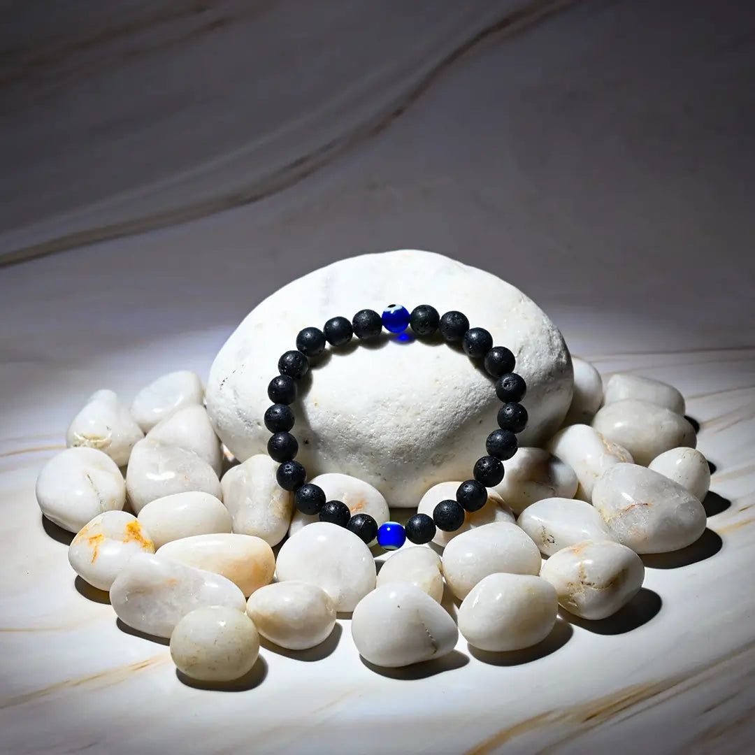 Vrishta Evil Eye Bracelet with lava and Evil Eye bead
