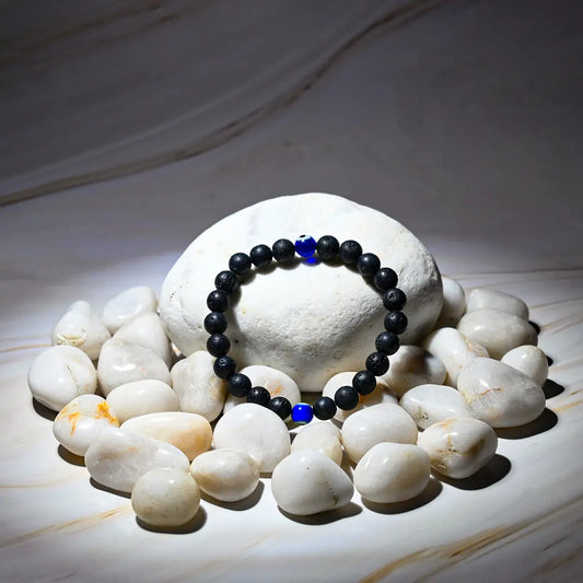 Vrishta Evil Eye Bracelet with lava and Evil Eye bead