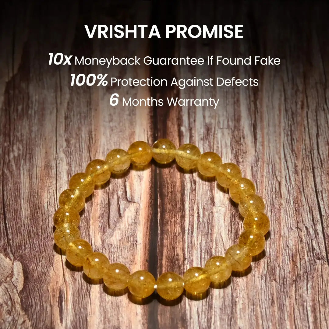 Vrishta Guarantee on Citrine Bracelet with authenticity, warranty, and trust promise