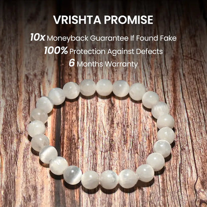 Vrishta Guarantee on Selenite Bracelet with authenticity, warranty, and trust promise