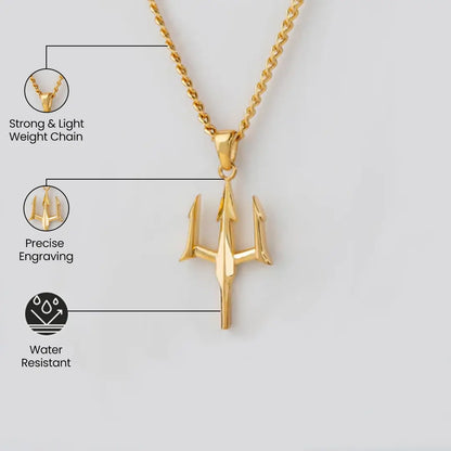 Vrishta Trishul 22K Gold Plated Chain Pendant featuring Lord Shiva Trishul design with intricate detailing