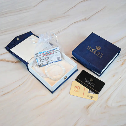 Vrishta Selenite Bracelet in premium Kappa box with stone certificate and thank you card