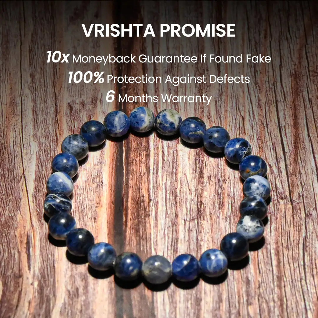 Vrishta Guarantee on Sodalite Bracelet with authenticity, warranty, and trust promise
