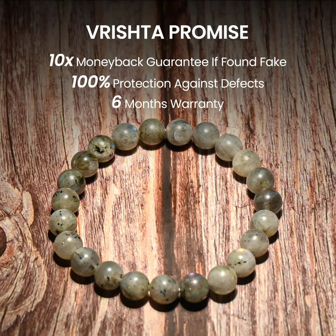 Vrishta Guarantee on Labradorite Bracelet with authenticity, warranty, and trust promise