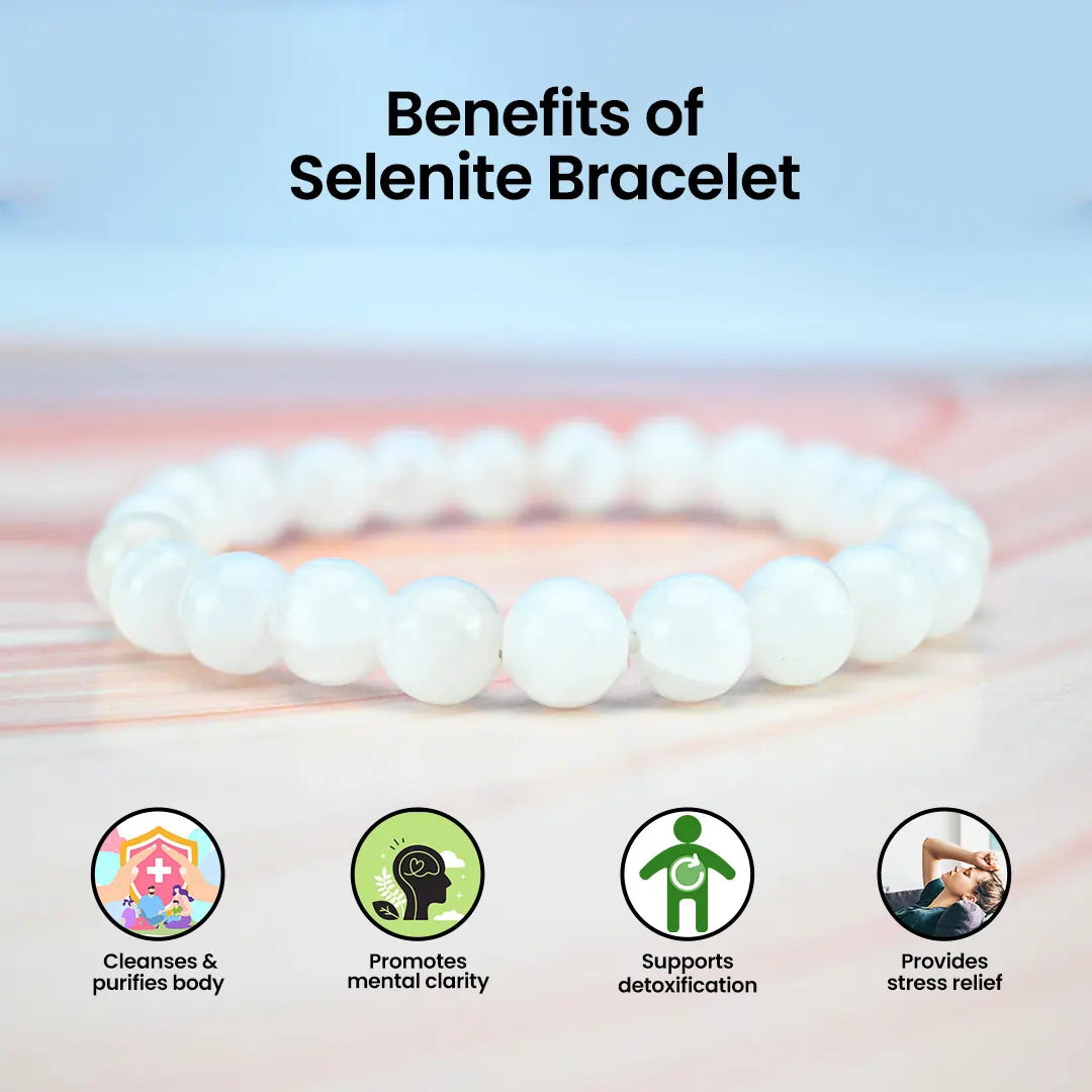 Vrishta Affordable Selenite Bracelet for cleansing and improving mental clarity