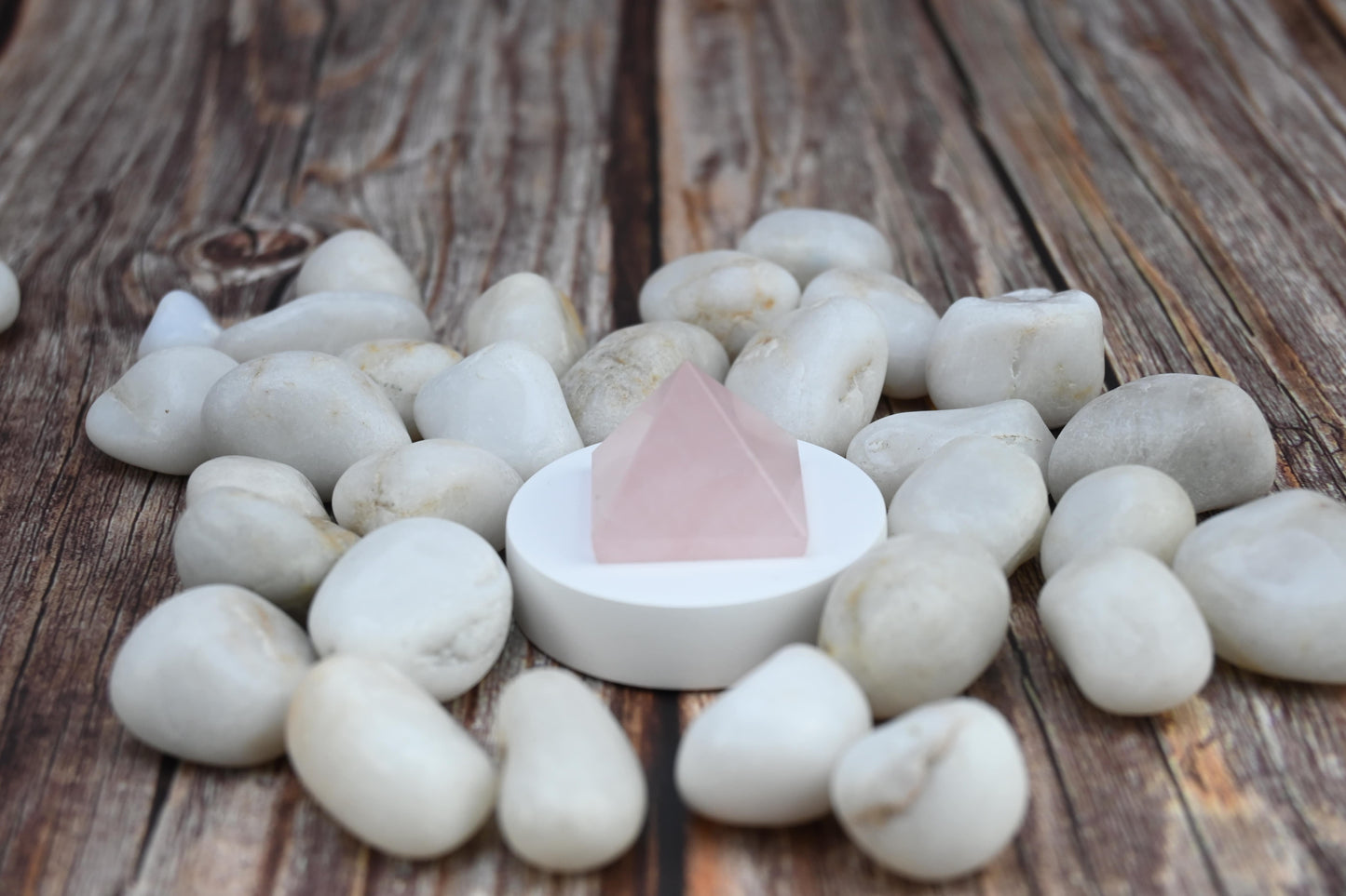 Vrishta Small Rose Quartz Stone Pyramid