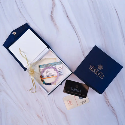 7 Chakra Rose Quartz Bracelet  in Vrishta premium Kappa box showcasing authenticity and trust