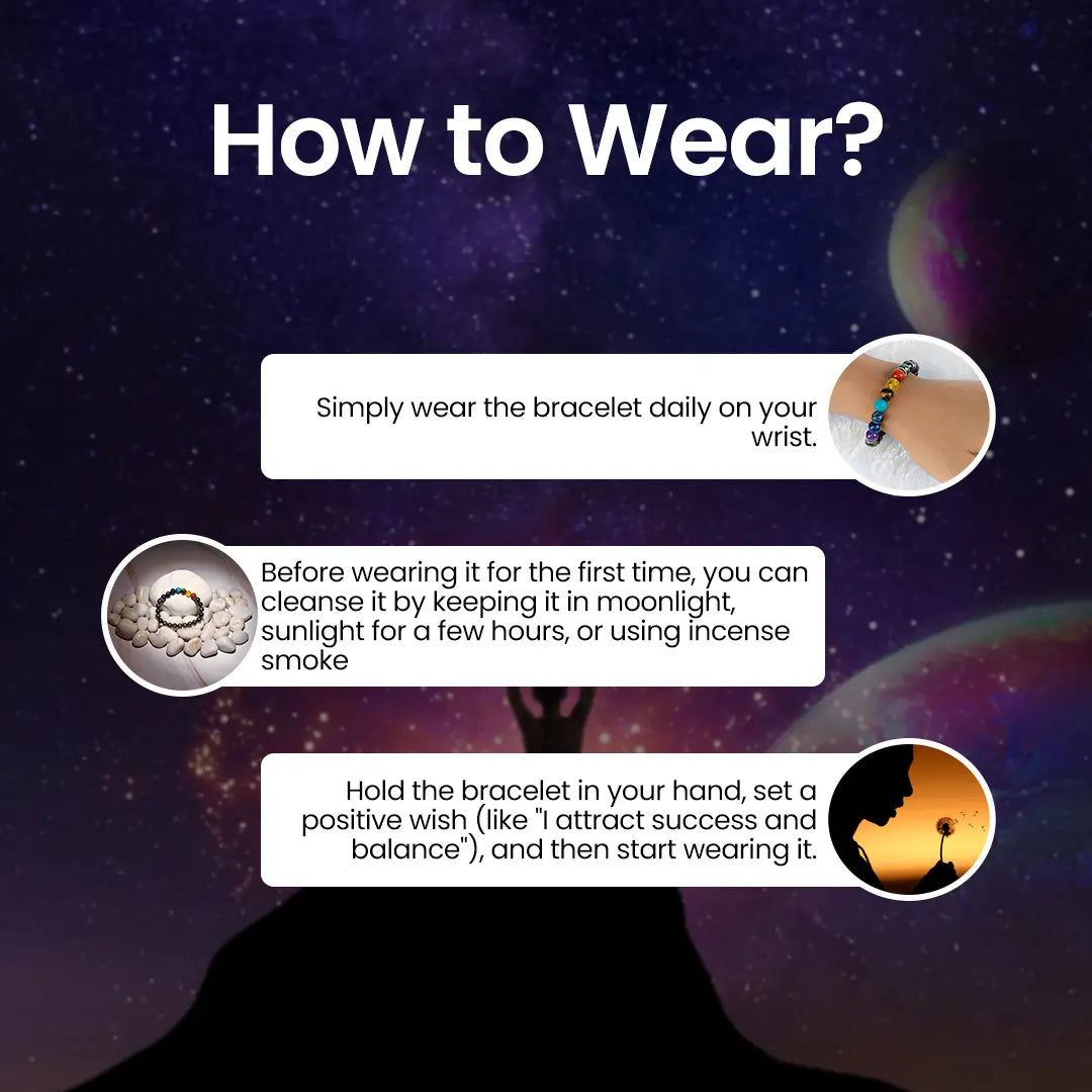 How to wear the Vrishta 7 Chakra – Pyrite Bracelet to attract wealth, bring success, and balance all 7 chakras