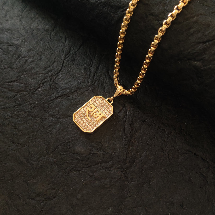 Vrishta Ram Ji 22K Gold Plated Diamond Studded Pendant with Chain