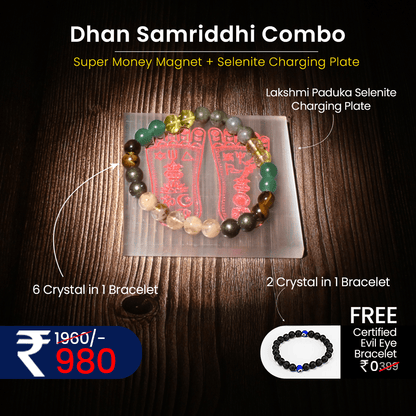 Vrishta Dhan Samriddhi Combo with Super Money Bracelet and Selenite Charging Plate
