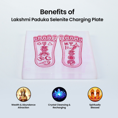 Vrishta Lakshmi Paduka Selenite Plate to recharge crystals and promote prosperity