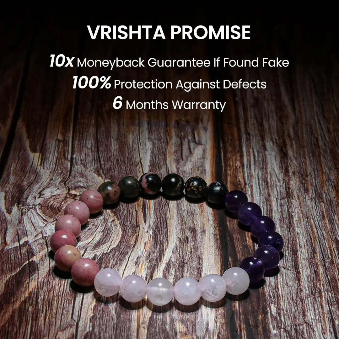Vrishta authenticity and trust guarantee on Heart Healer Bracelet with certification and warranty promise