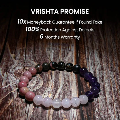 Vrishta authenticity and trust guarantee on Heart Healer Bracelet with certification and warranty promise