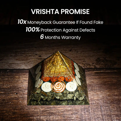 Vrishta Pyrite Orgone Pyramid 90 MM