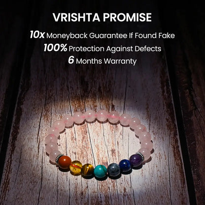 Vrishta Guarantee on 7 Chakra Rose Quartz Bracelet  with authenticity, warranty, and trust promise