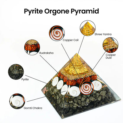 Vrishta Pyrite Orgone Pyramid 90 MM