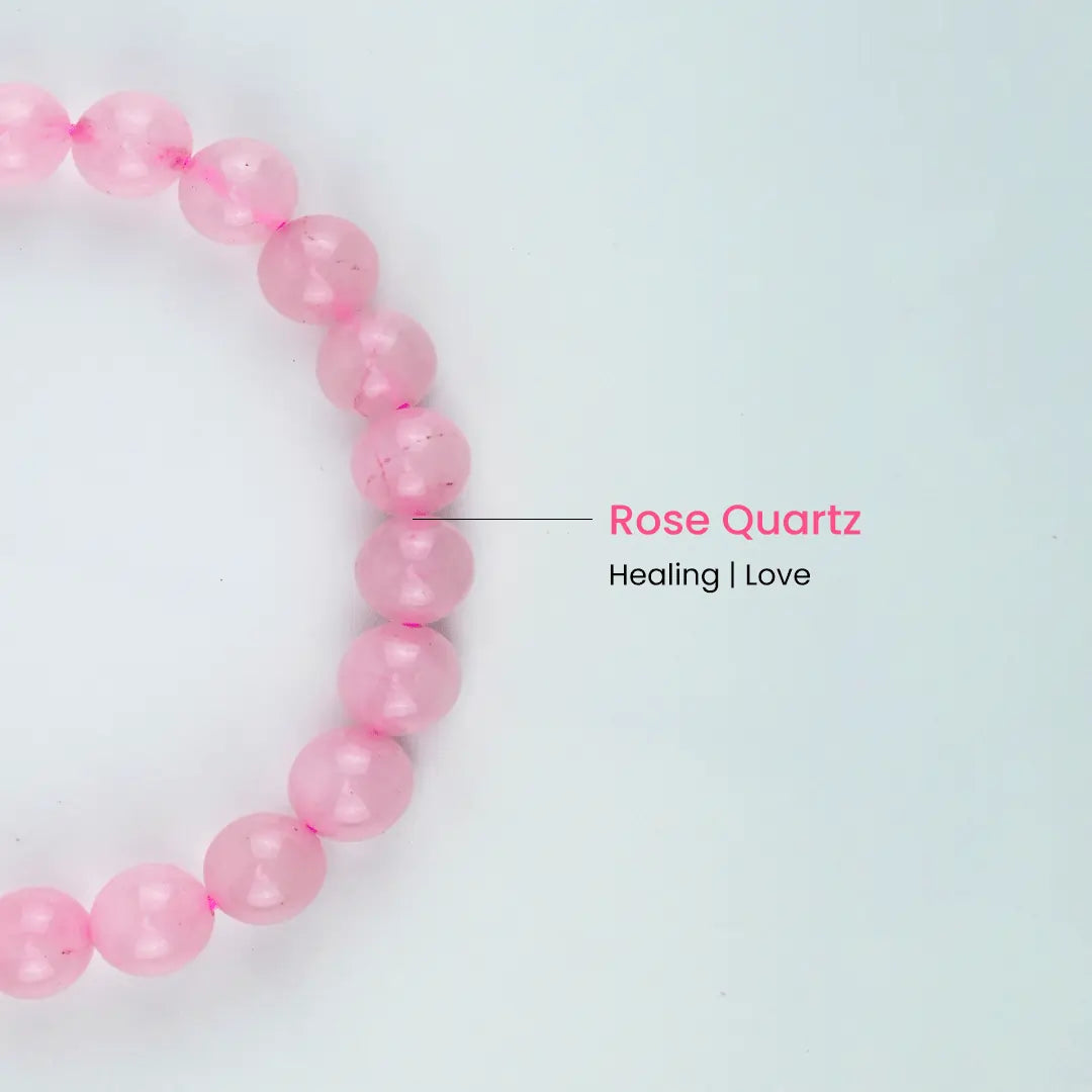 Certified and activated Rose Quartz Bracelet with natural Rose Quartz stone