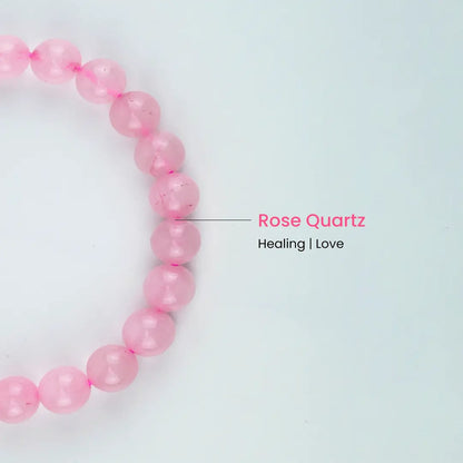 Certified and activated Rose Quartz Bracelet with natural Rose Quartz stone