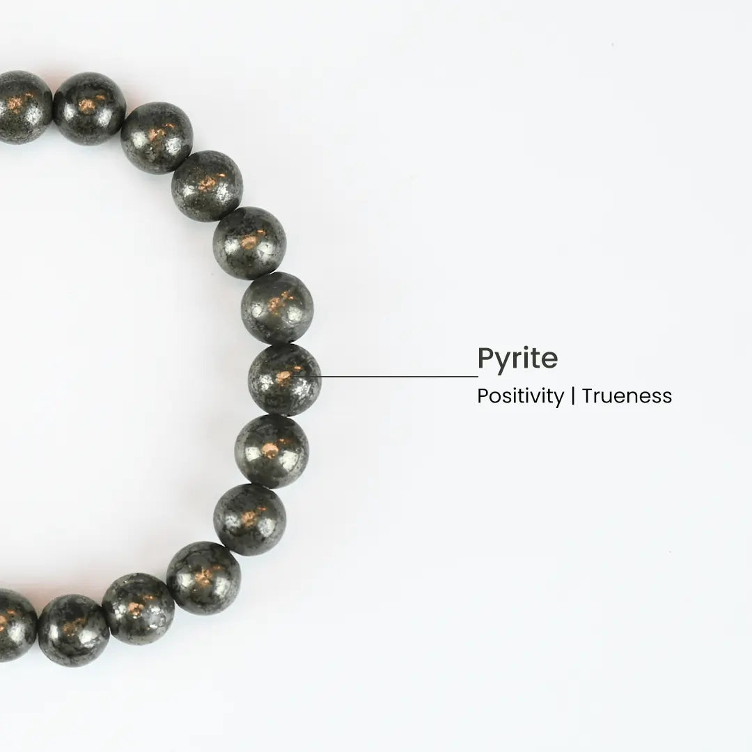Certified and activated Pyrite Bracelet with natural Pyrite stone