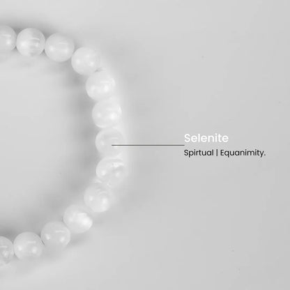 Activated Selenite Bracelet with natural Selenite stones for spirituality and equanimit