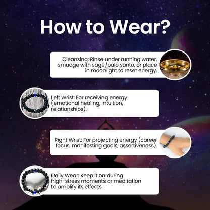 How to wear the Natural Evil Eye Bracelet, cleansing steps and placement guide.