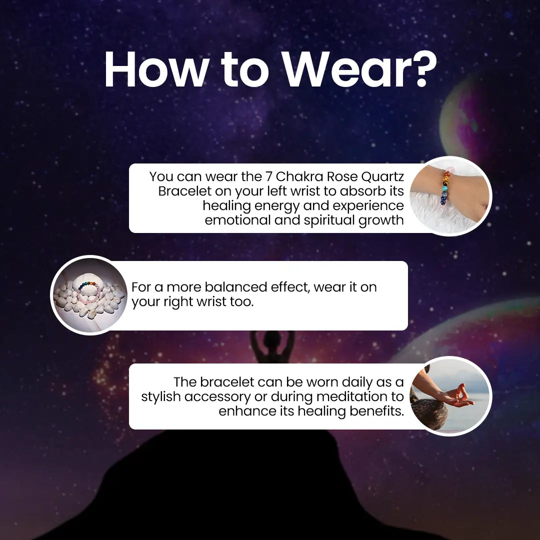 How to wear the Vrishta 7 Chakra Rose Quartz Bracelet to gain maximum benefits in energy healing