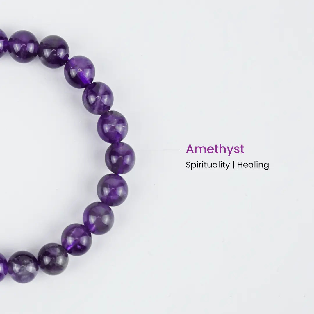 Vrishta Amethyst Bracelet with activated natural amethyst stones for spirituality and healing