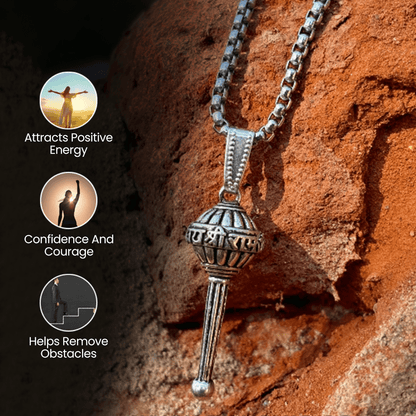 Vrishta Hanuman Ji Gada Sterling Silver Coated Chain Pendant