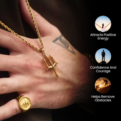 Vrishta Trishul 22K Gold Plated Chain Pendant for protection, spiritual growth, and positive energy