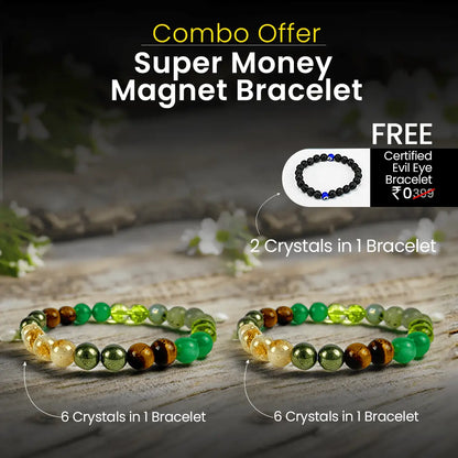 Vrishta Super Money Magnet Bracelet combo: 6-stone bracelet and 2-stone bracelet