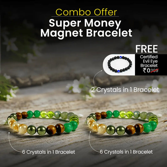 Vrishta Super Money Magnet Bracelet combo: 6-stone bracelet and 2-stone bracelet