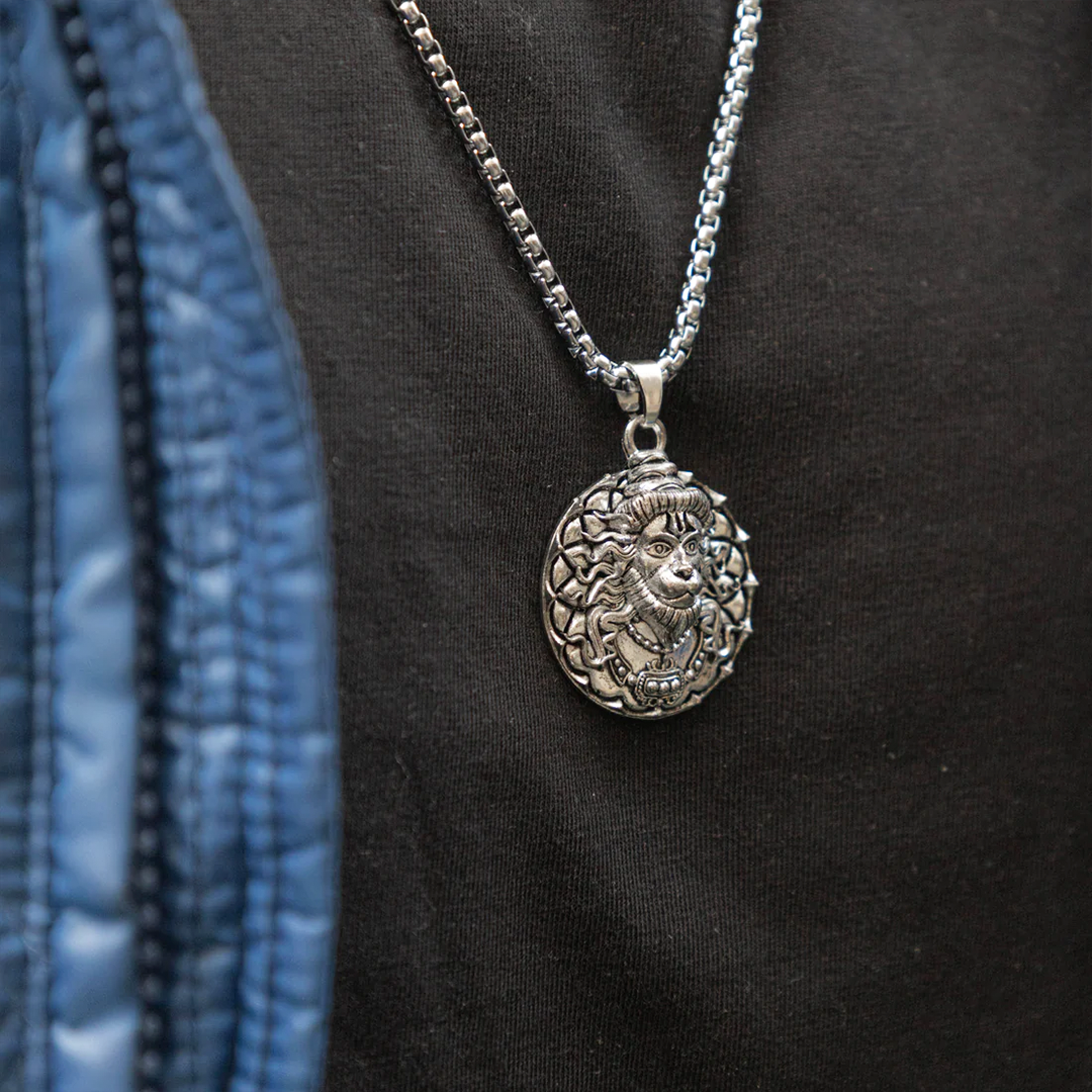Vrishta Veer Hanuman Sterling Silver Coated Chain Pendant